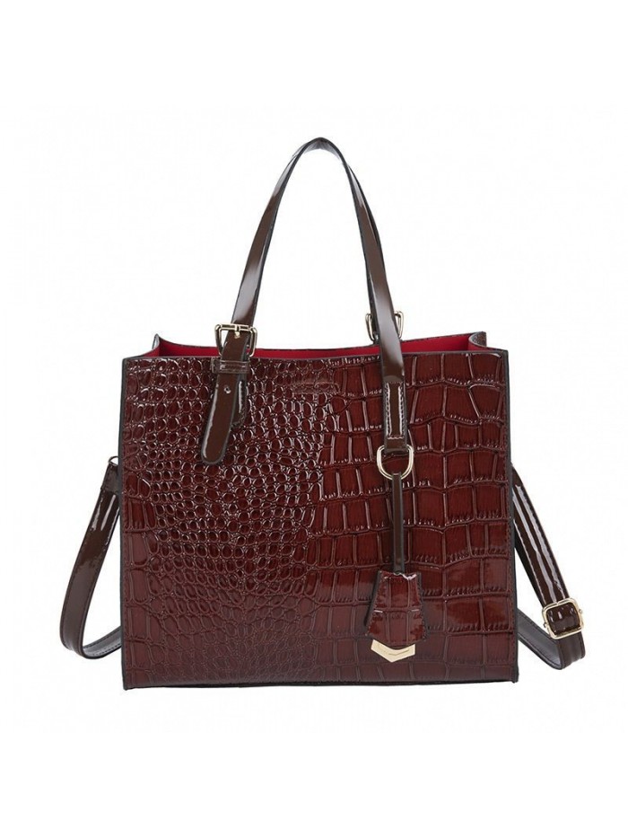 Women 's bag 2020 new European and American fashion Crocodile oil wax leather large bag large capacity single shoulder Crossbody portable Tote Bag
