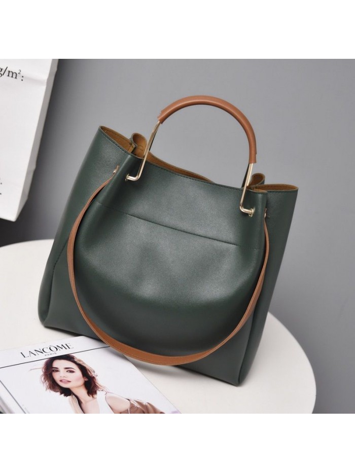 Cross border popular 2019 new European and American simple Tote women's bag hand-held single shoulder bag diagonal women's bag oil skin bag
