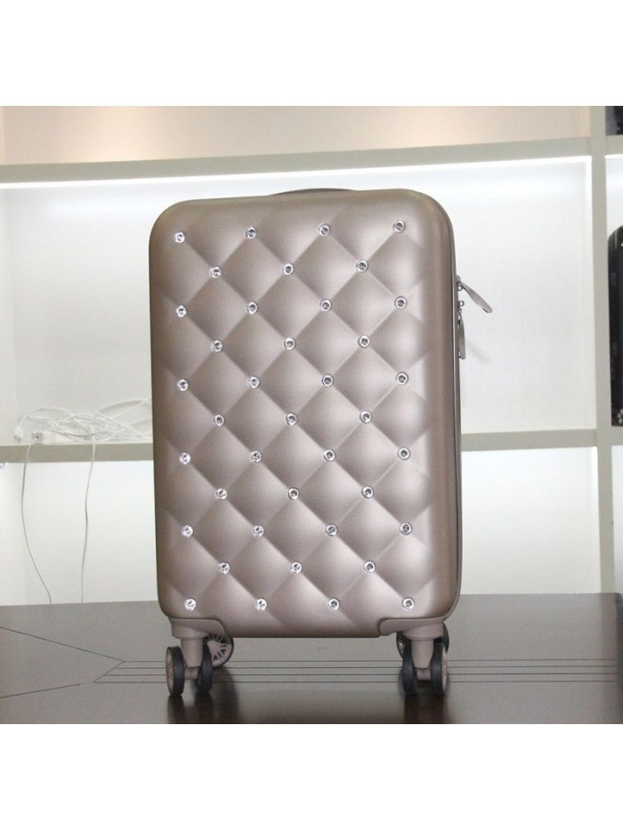 Zipper type cute suitcase girl's Rhinestone suitcase ABS frosted 16 inch mother and son boarding password Trolley Case