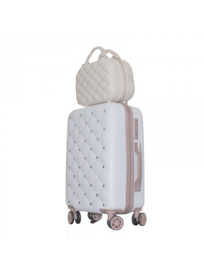 Zipper type cute suitcase girl's Rhinestone suitcase ABS frosted 16 inch mother and son boarding password Trolley Case