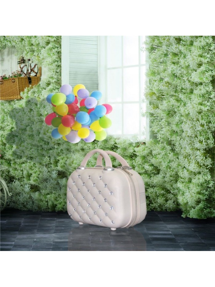 Zipper type cute suitcase girl's Rhinestone suitcase ABS frosted 16 inch mother and son boarding password Trolley Case